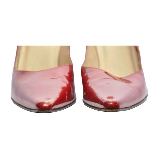 Stuart Weitzman Patent Leather Pointy Toe Pump Heel Cherry Red 7 M Pre-Owned - Picture 5 of 14